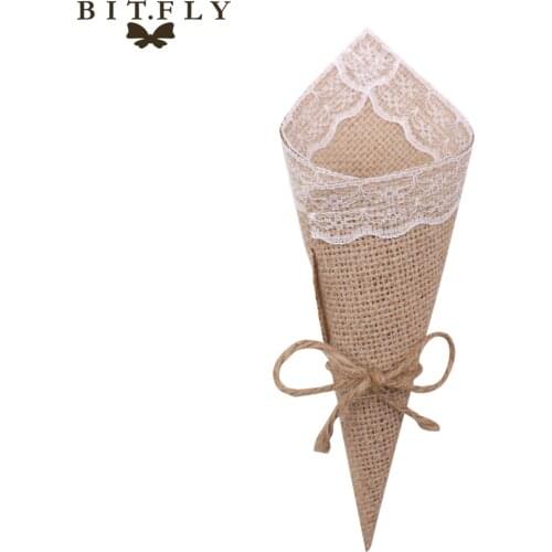 10pcs/set Natural Jute Burlap DIY Party Wedding Flowers Rustic Vintage Wedding Decoration Hessian Lace Jute Home Decor