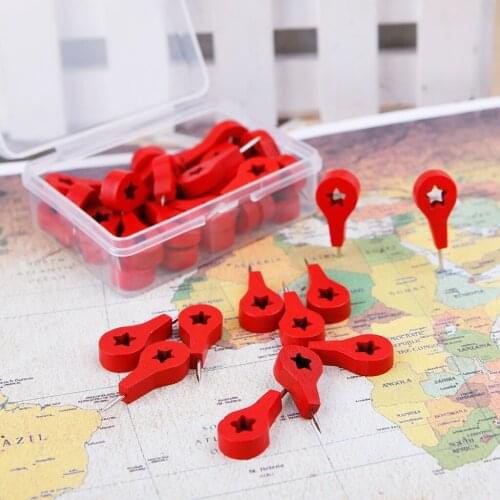 100% Brand New High Quality 40 Pcs Map Markers Wooden Drawing Photo Wall Studs Cork Board Pins Thumbtack Pushpins Painting Tool