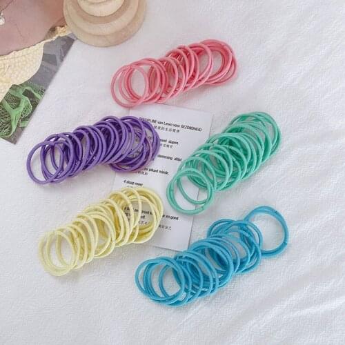 100PCS New Fashion Girls Candy Colors Elastic Hair Bands Children Rubber Band Headband Scrunchie Ponytail Rubber Band Hair