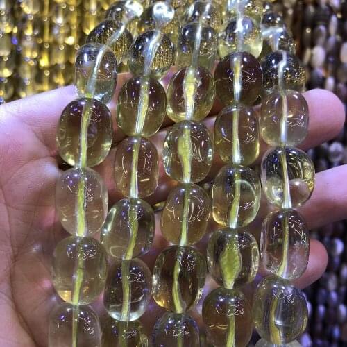 2strings AA Natural Smoky Lemon Quartz Crystal Gem Stone Polished Nugget Beads,Genuine Gem Jewelry Making Beads,15.5"/str