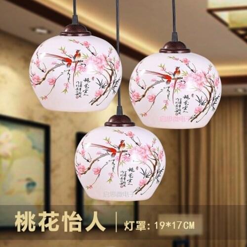 3 heads E27 Chinese Pendant lamp Kitchen Dining Room Living Room Suspension luminaire Hanging Ceramic Bedroom Chandelier Fixture