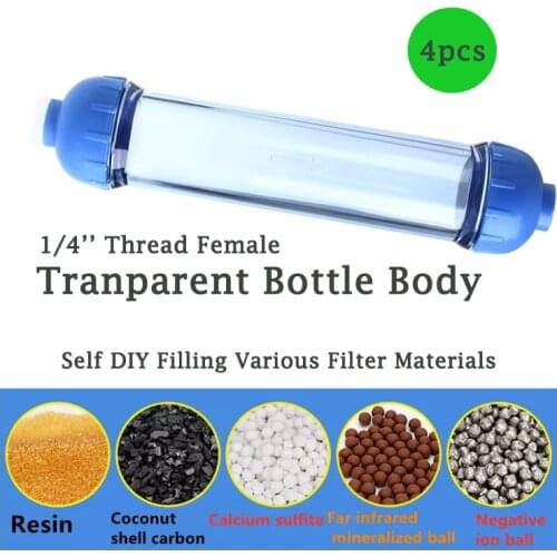 4pcs Blue Water Filter Housing DIY Filter Tube Air Dryer Shell Filled With Several Materials Water Filter Parts