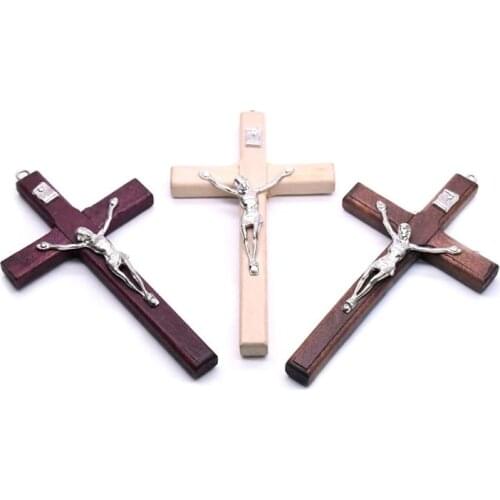 5x Wooden Christ Jesus Cross Suffering Statue Religious Prayer Crucifix Pendant 449C