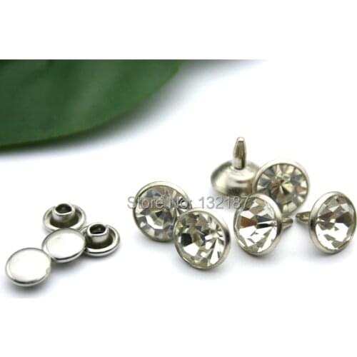 9.5mm glass stone rivets nail bass rhinestone rivets diamond rivets silver nickle color free shipping ZD010