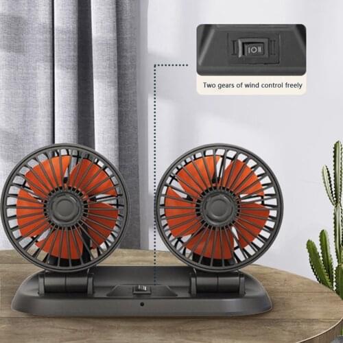 Dual Head Car Fan 5V USB 12V 24V 360 Degree Rotatable 2 Speed Fan Automobile Air Cooler Supplies for SUV Truck RV