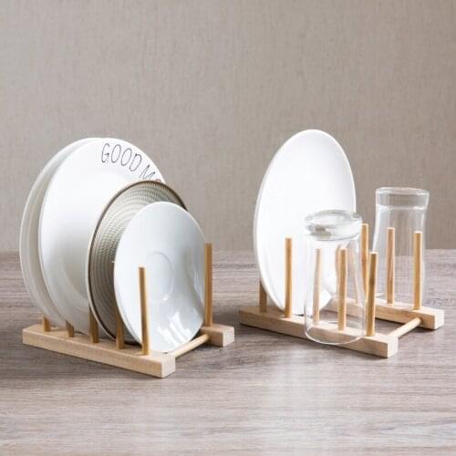 1PC Bamboo Dish Rack Drainboard Drying Drainer Storage Holder Stand Kitchen Cabinet Organizer For Dish Plate Bowl Cup