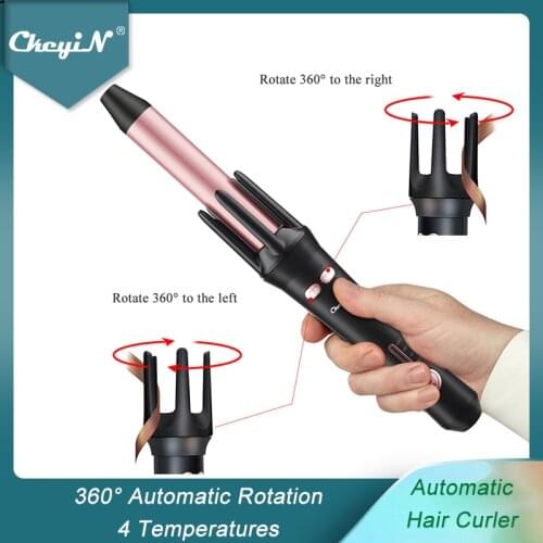 CkeyiN Ceramic Automatic Rotating Curling Iron Professional Hair Curler 26mm Spin Curling Wand 4 Temperytures Styling Tool 51