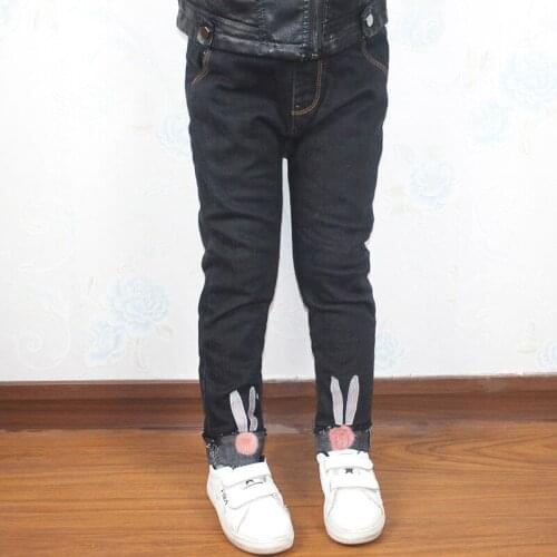 2019 New Winter Childrens Clothing Baby Girls Thick Velvet Leggings Children Cotton Trousers Rabbit Trousers For Girls Jeans