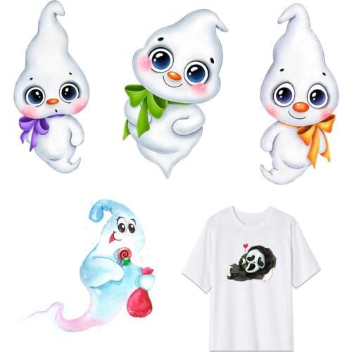 DIY Cartoon Halloween Ghost Heat Transfer Sticker For Vogue Girl Clothing Patch 1 Piece. T430