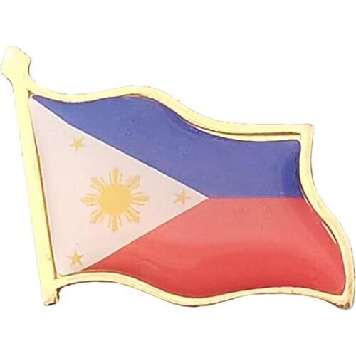 Asian Philippines National Flag Brooch Enamel Pins Electroplated Gold Badge Knapsack/School Bag Decoration Accessories