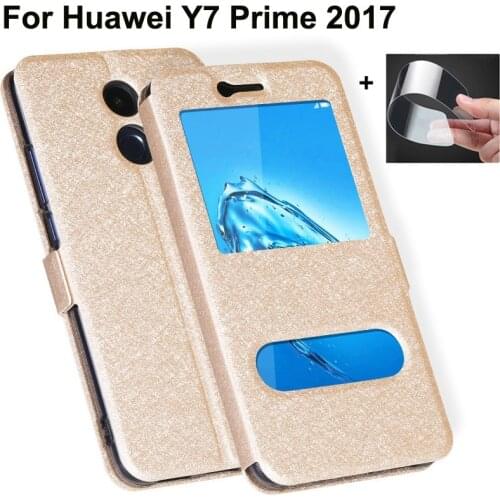 For Huawei Y7 Prime 2017 flip case leather + TPU shell Y 7 Prime 2017 case open window phone cover For Huawei Y7Prime 2017 shell