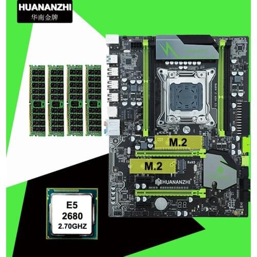 Quality guarantee brand HUANAN ZHI X79 motherboard with SSD M.2 slot CPU Xeon E5 2680 C2 SR0KH 2.7GHz RAM 16G(4*4) DDR3 REG ECC