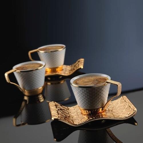 Handmade Espresso Turkish Coffee Set Copper Cups Saucers Handcrafted Luxury Gift For Mom