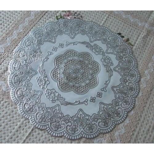 733C white Diameter 38cm PVC Mat for plate bowl table hotel dining cushion ashtray vase Place mats/Heat-insulated Waterproof