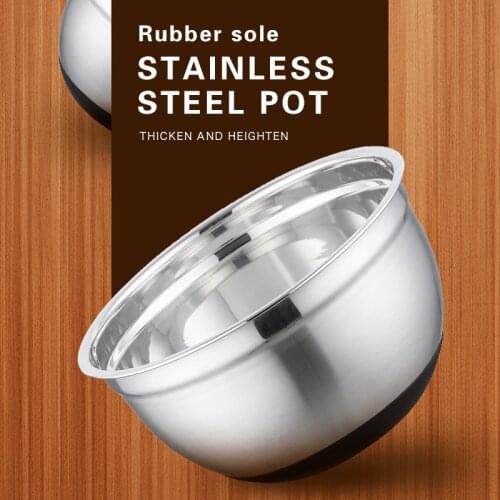 Stainless Steel Mixing Bowl Ergonomic Non-slip Silicone Bottom Egg Mixer Salad Mixer Bowls Food Storage Kitchen Cooking Tools