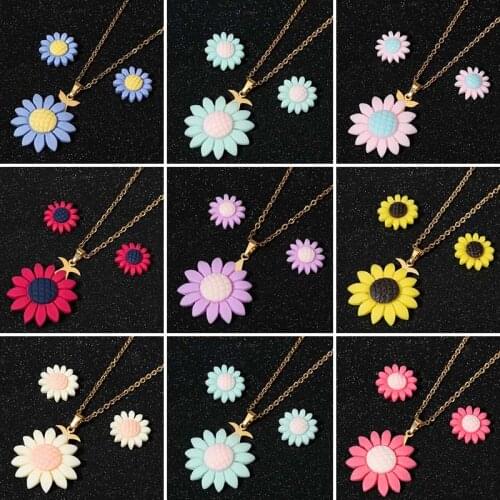 Fashion Resin Sunflower Necklaces for Women You Are My Sunshine Stainless Steel Jewelry I Love You Necklace Ketting Accessories