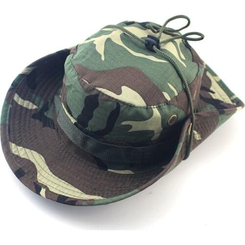 Hot Sale Casual Unisex Outdoor fisherman hat Climbing fishing camouflage bunny hat Jungle Pure color round edge cap Boonie hats