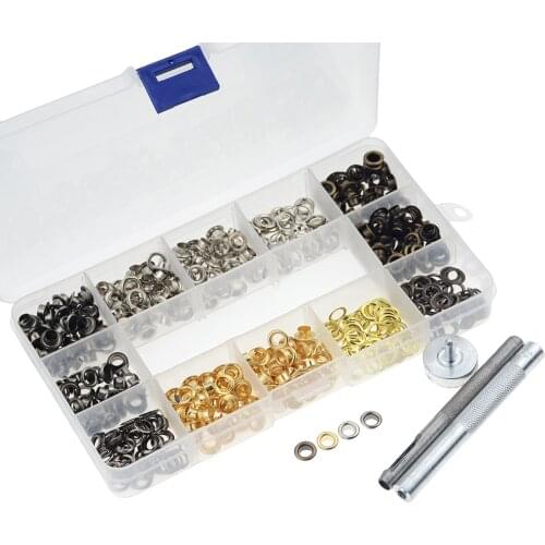 1set Metal Eyelet Set Leather Craft Repair Grommets Scrapbooking DIY Leather Hole Clothes Accessories with Hand Knocking Tools