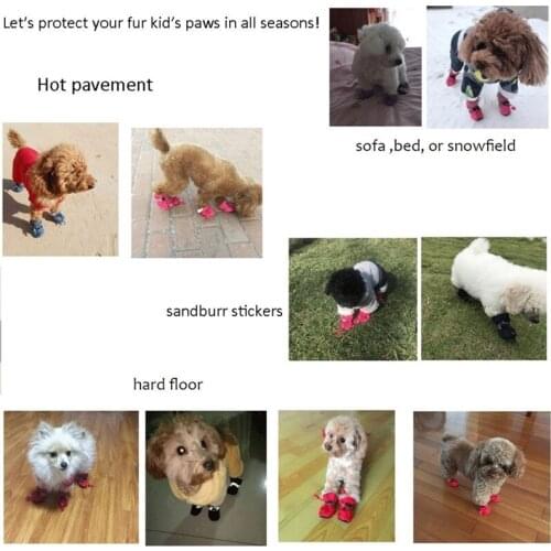 Antiskid Puppy Shoes 4pcs Soft-soled Dog Shoes Waterproof Soft Pet Paw Care Pet Accessories Fashion