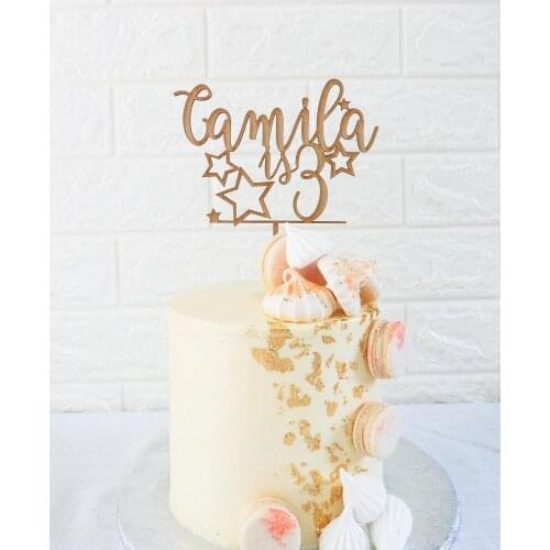 Personalized birthday cake topper Custom name and Age Acrylic Gold Mirror,Birthday Cake Topper Party Decorations Baby Shower