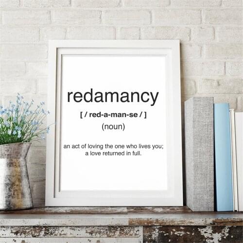 Redamancy Definition Poster Canvas Painting Inspiration Print Wall Art Picture for Living Room Interior Home Decor Motivation