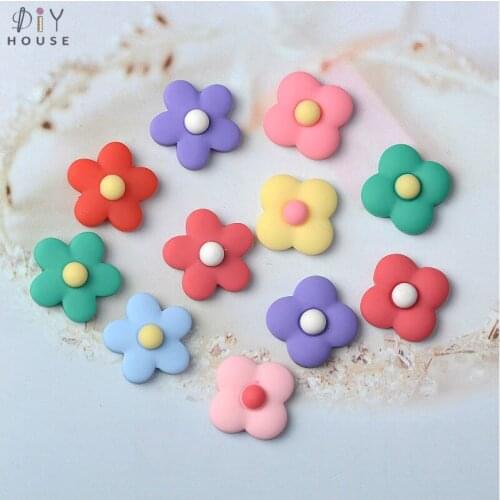 50Pcs Flower Flatback Planar Resin Color DIY Craft Supplies Basteln Phone Shell Ornaments Home Kids Hair Accessories Material