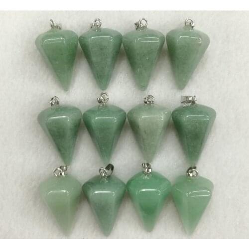 Aventurine natural stone pendulum Cone charms fashion pendant for jewelry making diy accessories 12pcs/lot free shipping