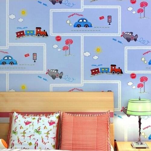 Q QIHANG For Kids Non-Formaldehyde Non-woven Cartoon Pattern Wallpaper Roll For Bedrooms TV Background 0.53m*10m=5.3m2