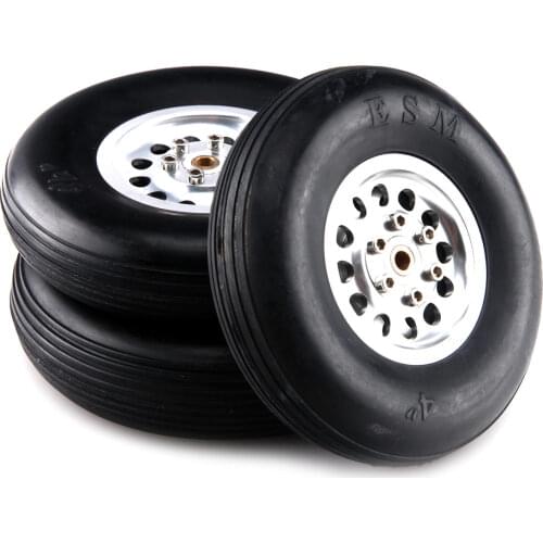 1PCS Rubber Wheel With Aluminum Hub For RC Airplane Model And DIY Robot Tires 1.75"-4.5"