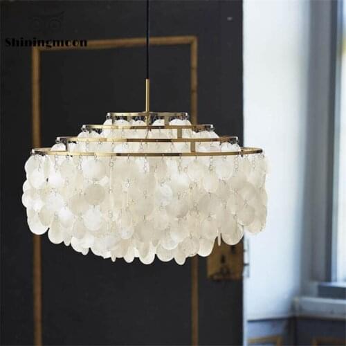 Nordic Luxury Shell Lampshade Chandelier Lighting French Country Indoor Decor Hanging Lamp Lustre Bar Cafe indoor Light Fixture