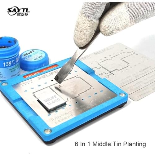 6 in 1 BGA Reballing Stencil Platform for iPhone X XS XS MAX 11 Pro MAX Motherboard Middle Layer Planting Tin Soldering Template
