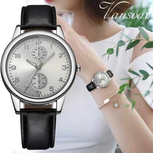 Vansvar Womens Casual Quartz Wrist Ladies Watches Fake Binocular Digital Dial Leather Band Reloj mujer Fashion Female Saat XB40