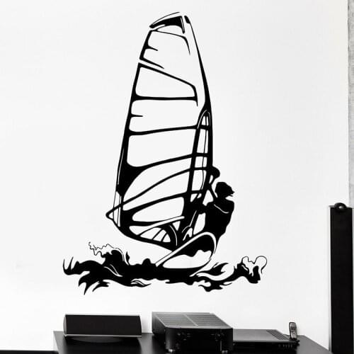 Windsurfer Wall Decal Water Kitesurfing Sport Surfing Door Window Vinyl Sticker Teens Bedroom Bathroom Home Decor Wallpaper E809