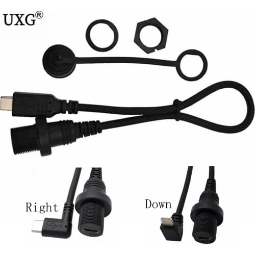 90 degree Right USB-C IP67 Waterproof Cable USB Type-c 3.1 IP 67 Male to Female Panel Mount Water Proof Connector Extension cord