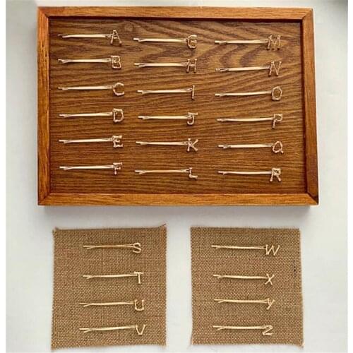 52pcs/lot Hairpins Alloy Goldlloy alphabet Word Letters Hair Clips Women Styling Tool Hairgrip Hair pin Hair Access Clips