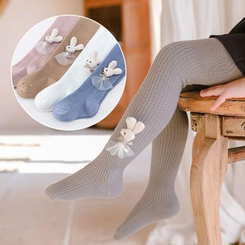0-10Y autumn child Net yarn bunny Pantyhose Girl toddler Combed Cotton Stretch Soft Knitted Stripe newborn infant Tight Stocking