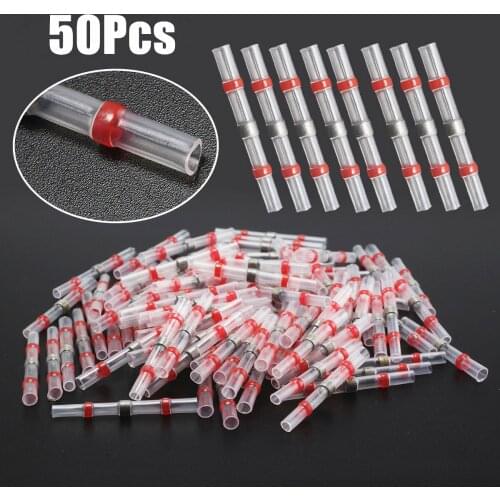 10/20/50PCS Waterproof Heat Shrink Soldering Sleeve Terminals Insulated Butt Electrical Wire Connectors Wire Soldered Terminals