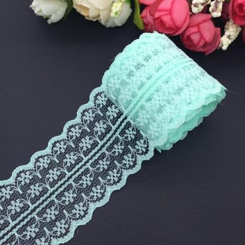10yards/lot 45mm Wide Cyan Bilateral Handicrafts Embroidered Net Lace Trim Ribbon Wedding/Birthday/Christmas Decorations