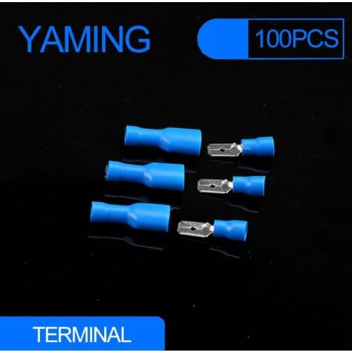 100pcs 50set/lot Male Female 16-14AWG Splice Wire Connector Insulated Crimp Spade Terminal Cable Plug FDFD2-250*50 MDD2-250*50