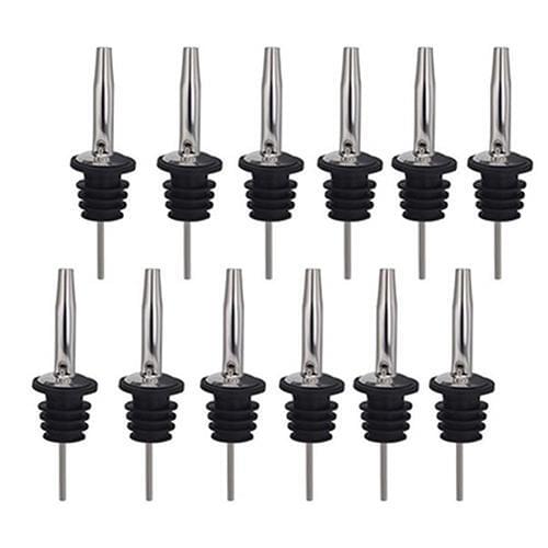12 Pcs Stainless Steel Classic Wine Liquor Bottle Speed Pourers with Tapered Spout Flow Wine Bottle Pour Spout Stopper Barware