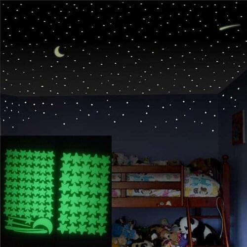 2 set 103 pcs Star Wall Stickers Glow In The Dark Star Wall Stickers 103Pcs Star Moon Luminous Kids Room Decor Wallpaper Poster