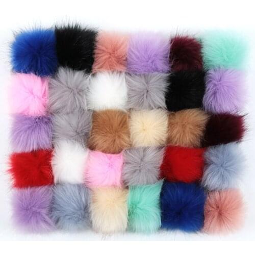 2PC 10cm False Hairball Hat Ball Pompom Fake Fox Furball Hat Ball Pom Pom With Rubber Band DIY Handmade Knitted Hat Accessories