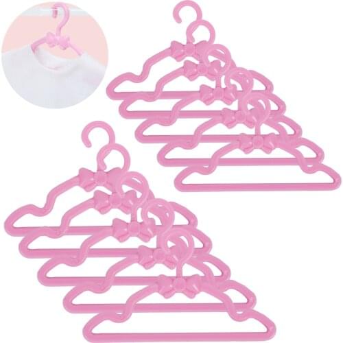 20 Pcs/Lot Mini Pink Hangers Cute Dress Shirt Coat Pants Clothes Holder Plastic 1:6 Accessories for Barbie Doll Dollhouse Toys