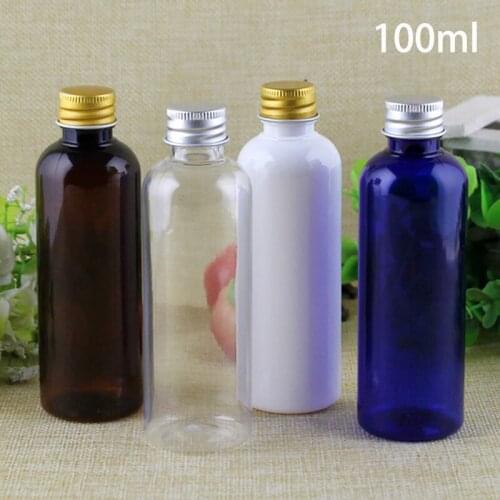 20pcs Empty 100ml Plastic Water Bottle for Cosmetic Face Toners Lotion Body Cream Travel Packaging Container Brown Blue Pink