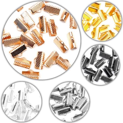 50-100pcs 8mm Textured End Caps Crimp Beads Cord Flat Cover Clasps Clip Foldover Fit Jewelry Necklace Connectors DIY Accessories