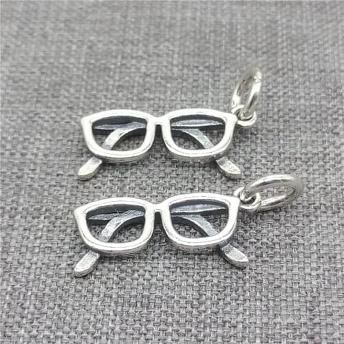 6pcs of 925 Sterling Silver Glasses Charms 3D for Bracelet Necklace