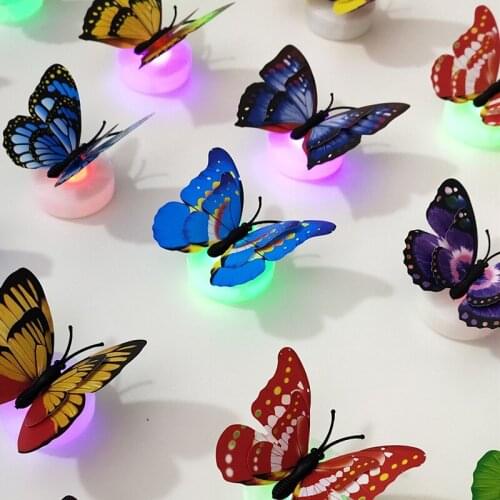 8pcs Colorful Luminous Butterfly LED Night Light Wedding Lighting Decoration Stickers Living Room Bedroom Wall Stickers
