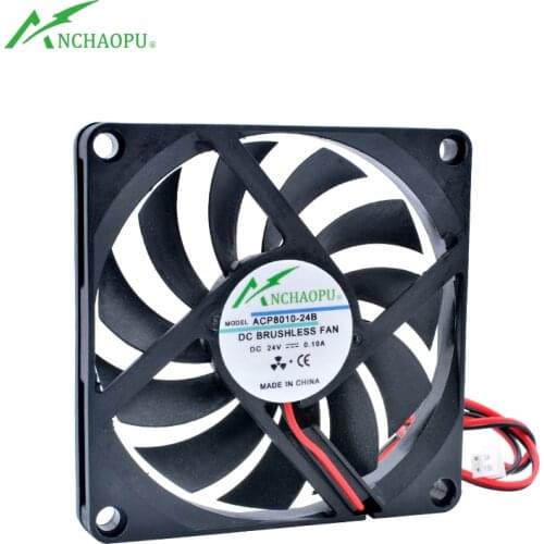 ACP8010 8cm 80mm fan 80x80x10mm DC5V 12V 24V 2 wires 2pin for chassis power supply charger inverter ultra-thin cooling fan
