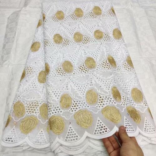 High Quality African Swiss Voile Lace Fabrics Embroidery in Switzerland Dry Cotton Lace Fabric For Wedding Dress 5yards