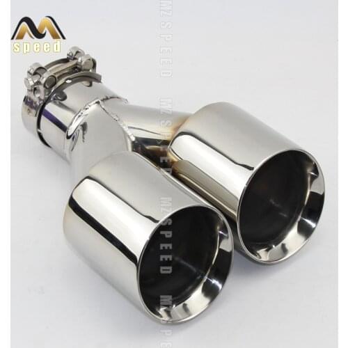Car Accessories stainless steel and bright face without marked Y-type double outlet straight edge exhaust pipe tailpipe
